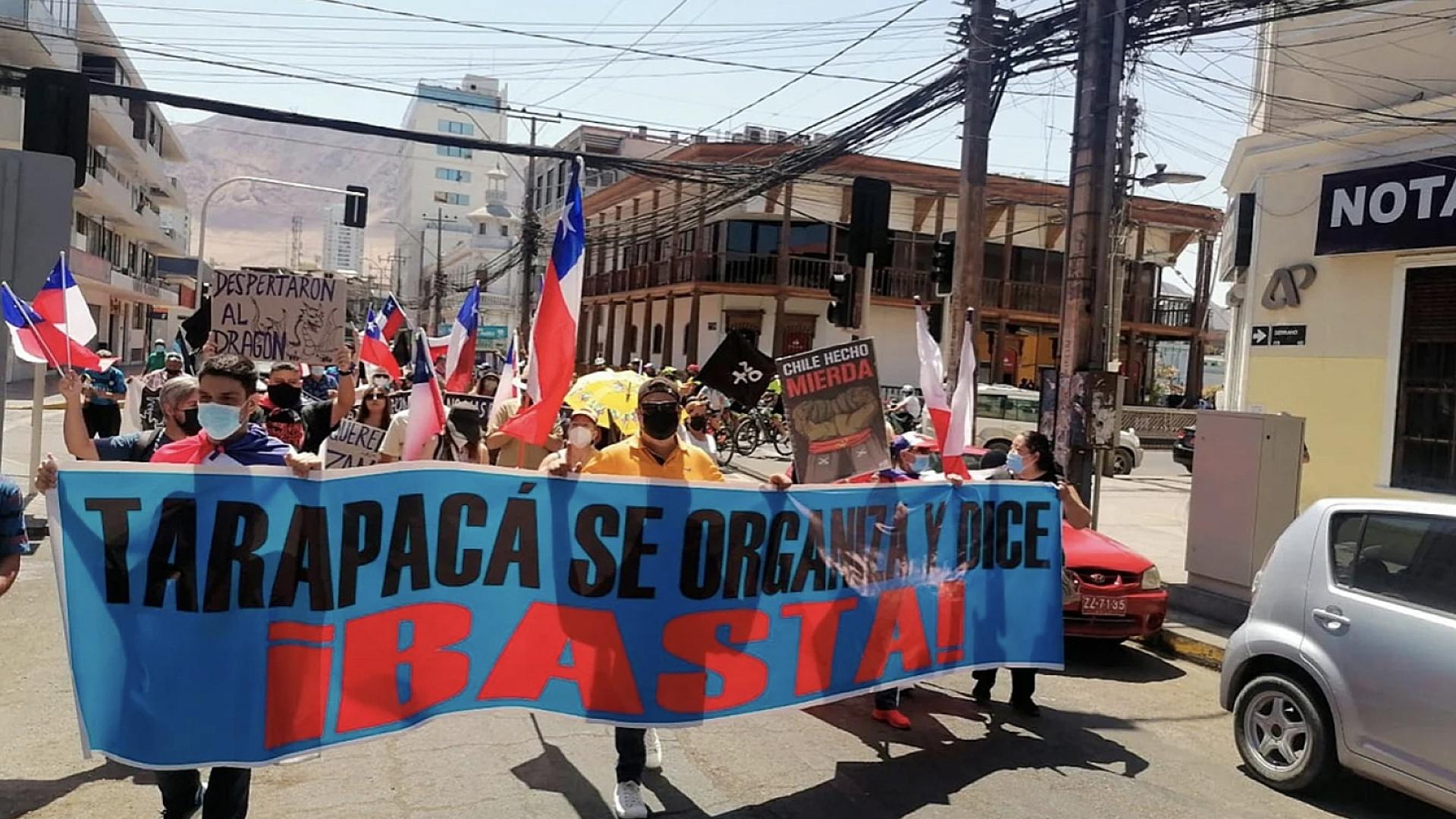 Protesta contra migrantes en Chile. Foto: EFE