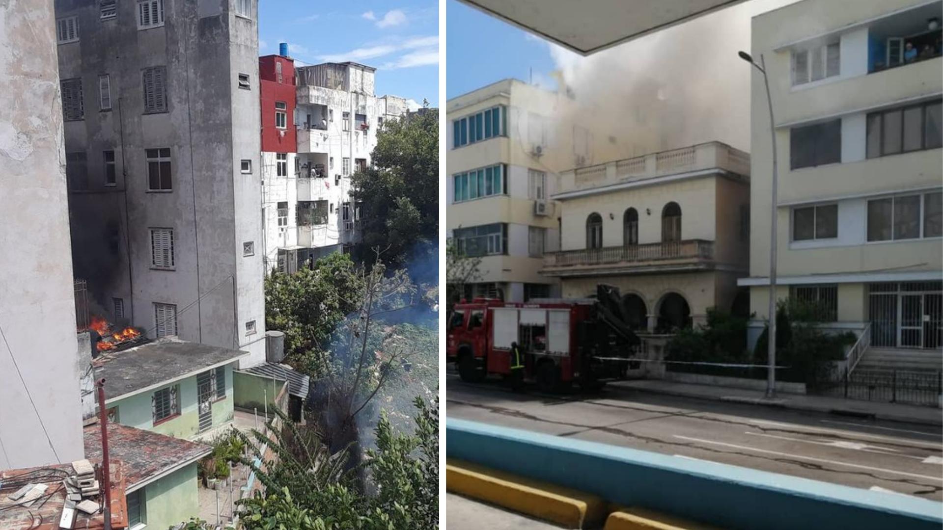 Se incendian viviendas frente al hotel Habana Libre