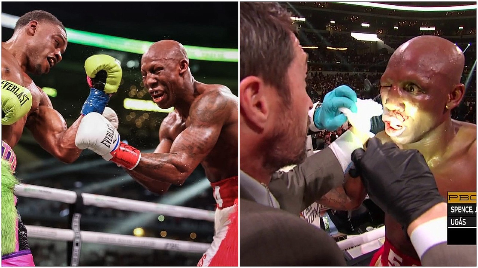 El momento en que Spence conecta el golpe decisivo en el ojo derecho del cubano | Fotomontaje: ADN América