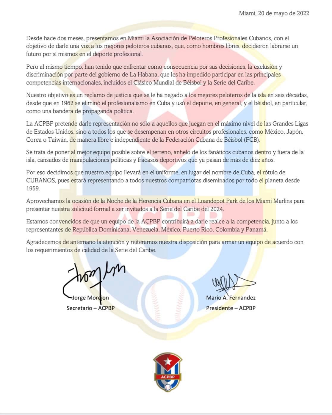 Comunicado de la ACPBP