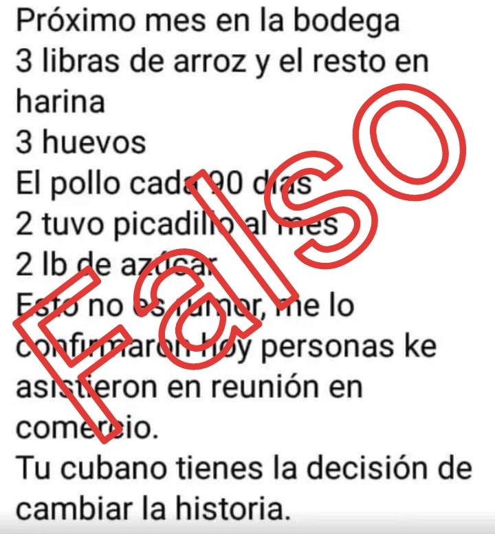 Publicación falsa sobre las supuestas medidas