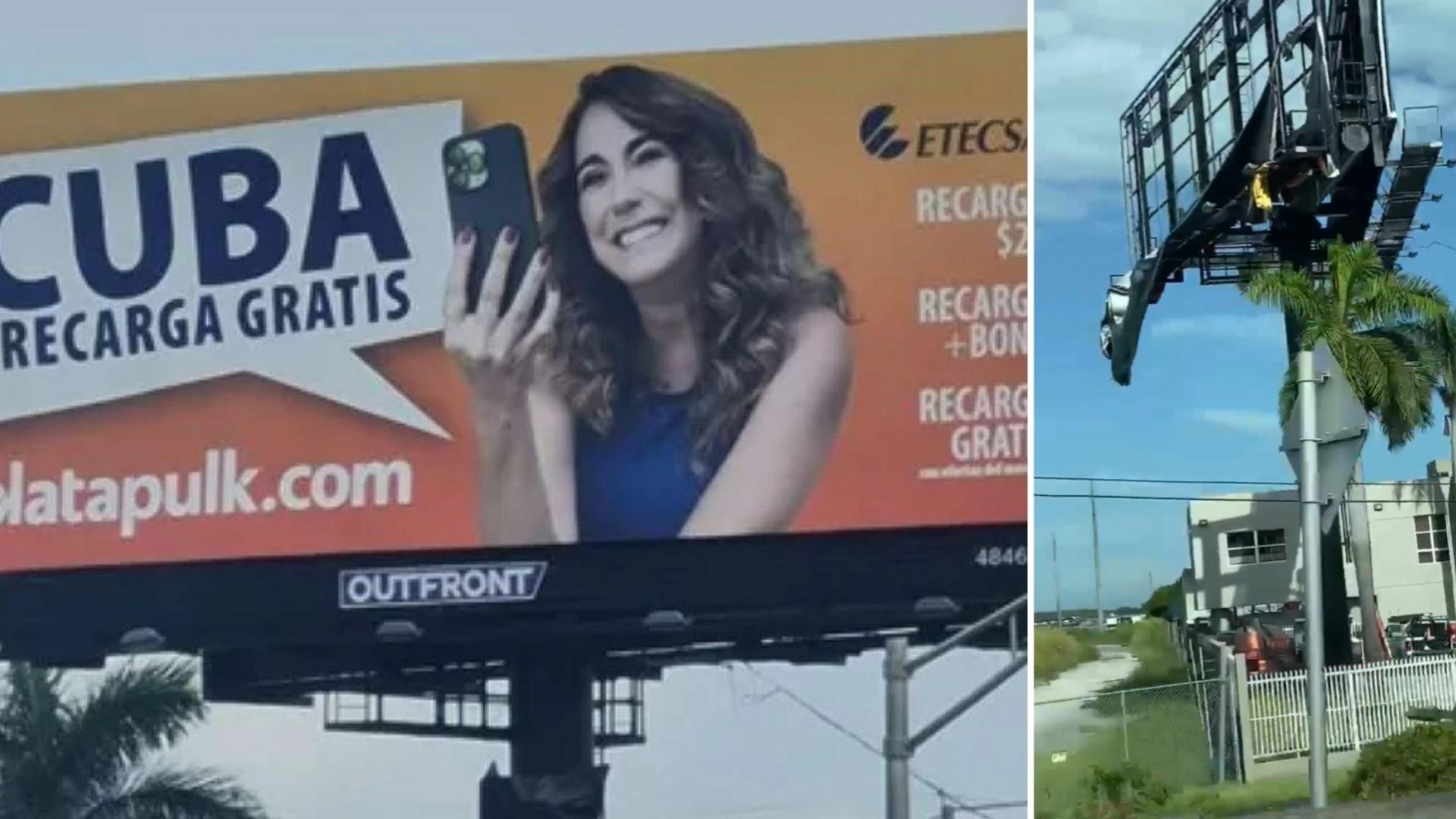 Cartel de hugo Cancio y Etecsa